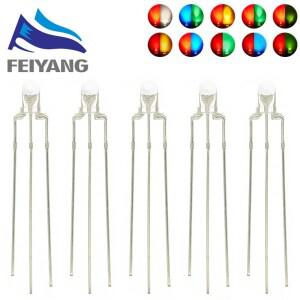 100PCS 3MM 라운드 투명 렌즈 2 색 일반적인 양극/음극 LED 빨간색  흰색 파란색 노란색 녹색 바이 컬러 다