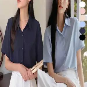 셀럽하우스 여자 반팔셔츠 구김없는 블라우스 캐주얼 깔끔한 정장