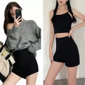 셀럽하우스 블랙 짧은 스판 반바지 핫팬츠 하이웨이스트 여자