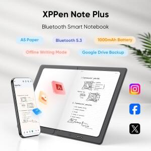 XPPen Note Plus 블루투스 스마트 노트북 배터리가 필요 없는 펜 그래픽 태블릿 디지털 필기 패드 A5 사이