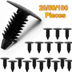 20-100pcs 자동 고정 장치 클립 나일론 검정색 플라스틱 리벳 펜더 범퍼 쉴드 리테이너 GM 포드 크라이슬러