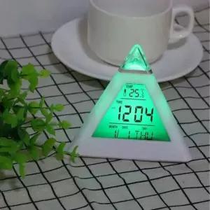 학생 주방 피라미드 삼각형 무드등 LED 탁상 시계 삼각형시계 피라미드알람 LED탁상시계