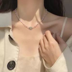 [마리엔코코][S]투명비즈속 진주나비 초커 목걸이_IH