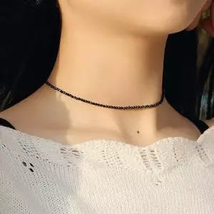[마리엔코코][S]블링 미니블랙 비즈한줄 초커 목걸이_IH