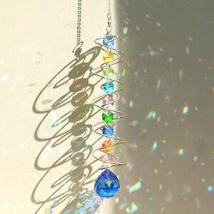 GWAHSA SUN CATCHERS 응시 볼 나선형 홈 윈드 스피너 무지개 장식품 메이커 거울 정원 실내 실외 자동차 벽걸이 장식 꼬리 창문 마당 크리스탈 선캐처 프리즘