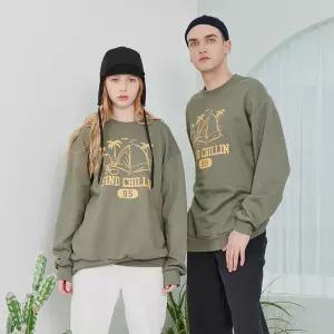 파인드칠린 FG2121 발리비치 로고 맨투맨 포레스트그린 - GREEN