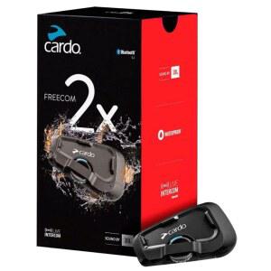 CARDO SYSTEMS FREECOM 2X 오토바이 양방향 헤드셋 싱글 시스템 팩 인터콤, 방수, 헬멧 통신 범용 스피커 연결, 블루투스 - 40MM