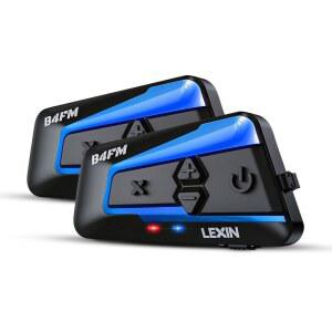 LEXIN B4FM 오토바이 블루투스 헤드셋, 10명의 캔슬링, 라디오가 범용 노이즈 IP67 공유, 적합, 라이더 통신 음악 FM 시스템, 스노모빌에 헬멧 있는 인터콤, 2팩