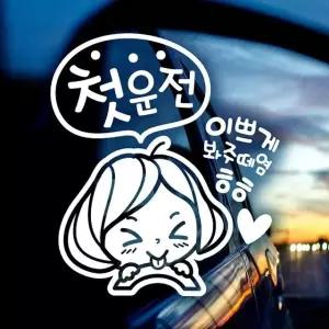 첫운전 이쁘게봐주떼염 초보자동차스티커 반사 자동차스티커 차량용스티커 (W9A52F1)