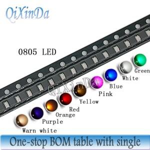 100pcs 0805 SMD LED 흰색 빨간색 파란색 노란색 녹색 주황색  분홍색 보라색 발광 다이오드