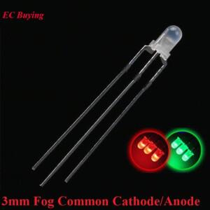 20-50Pcs F3 3mm LED 이중 색상 확산형 레드 에메랄드 그린 공통 음극/양극 원형 발광 다이오드 안개 표시