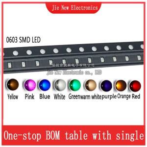 100pcs 0603 SMD LED 흰색 빨간색 파란색 녹색 노란색 주황색  분홍색 보라색 발광 다이오드