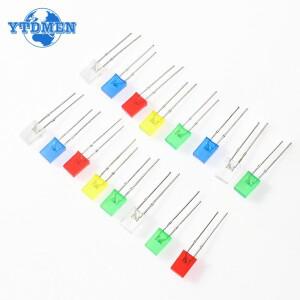 100PCS 광장 LED 발광 다이오드 2x5x7mm 빨간색 노란색 녹색 파란색 흰색 2x5x7mm DIY 전자 키트