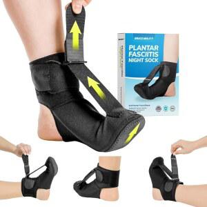 BRACEABILITY 야간 부목 양말 - 수면, , 아킬레스건염 발 화분 을 뒤꿈치 드롭, 부츠 여성 부드러운 슬링 브레이스 위한 남성용 및 나이트 페이스 (L)