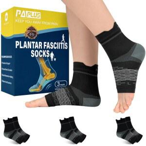 PAPLUS 여성 및 남성용 양말 3쌍 발 압박 보호대 뒤꿈치 서포트를 위한 아치 관절염 발목, 발목 슬리브 아킬레스건염 박차 를 -