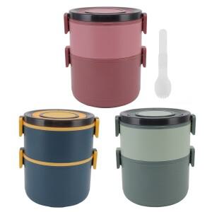 보온 도시락통 2단 플라스틱 1600ml 용량 쌓을 수 있는 여행용 가정용