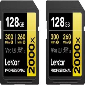 Lexar LSD2000128G-B2NNU 프로페셔널 Sdxc 메모리 카드 2000x 128GB 클래스 10 V90 Uhs-ii U3 W/o 리더