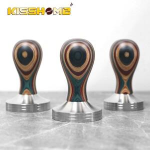 커피 탬퍼 51mm 58.5mm 스테인레스 스틸베이스 Delonghi Breville Barista 액세서리 도구 용  나무