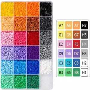 7200개 이상 미니 2.6mm 퓨즈 비즈 키트 24가지 색상 각 색상별 300개 이상의 리필 박스 수제 선물용 DIY 픽셀 아트 공예 세트 장식 및 크리에이티브 24 color
