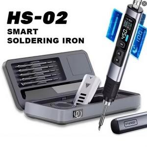 FNIRSI HS 02 스마트 납땜인두 자동 절전 100-450 ℃ 온도 급속 가열 PCB 스테이션 휴대용 키트