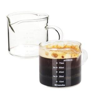 BCNMVIKU 2팩 더블 스푸트 트리플 피처 밀크 컵 75ML 에스프레소 샷 글라스 부품 투명 유리 ㅣ7Q