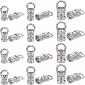 PH PandaHall 60Pcs 3 사이즈 황동 코드 끝 리본 잠금 장치 캡과 구멍 가죽 나사 목걸이 팔찌 DIY 주얼리 만들기 가방 천 용품