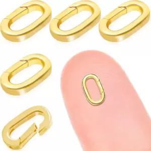 5PCS 타원형 걸쇠 카라비너 목걸이 커넥터 스테인리스 스틸 스프링 팔찌 잠금 열쇠고리 클립 단축기 DIY 제작 키트 (A5) 5PCS - Small (0.55 0.30in /