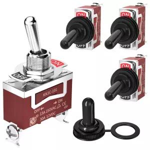 Joinfworld 토글 스위치 12V DC 125V SPST 2핀 방수 해상 켜기 30A 헤비 듀티 자동차 보트 카 트럭용 부츠