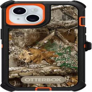 OtterBox 오터박스 iPhone 15 14 + 13 디펜더 시리즈 케이스 - Realtree 엣지 (Blaze Orange/Black/RT Edge