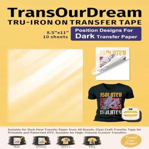 TransOurDream Tru-Iron 온 전사 테이프 잉크젯 다크 열 용지용 10매 8.5 x11 절단 및 잡초 인쇄 가능