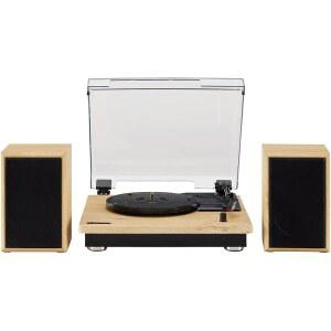 CROSLEY CR6043A-NA BRIO 블루투스 턴테이블 선반 내추럴 포함, 스피커 시스템,