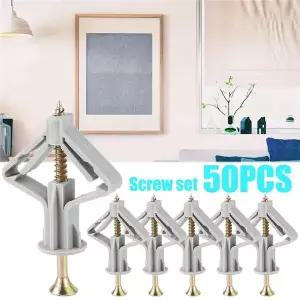 50/100pcs 나비 유형 플라스틱 석고 보드 앵커 마른 벽에서 나온 고정 나사 커튼 벽 석고 콘센트 확장 튜브