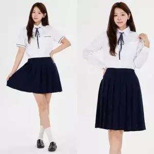 교복셔츠 화이트 캠퍼스 반팔or긴팔 여자 교복세트 학생복