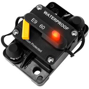 보트 트롤링 모터, ATV 트레일러 차량 스트레오 오디오, 전자 배터리 태양광 시스템, 12V-48V DC(표면 마운트-60A)를 위한 수동 리셋 스위치 및 파일럿 램프가 장착된 마린 시스템 서킷 브레이커