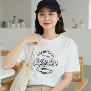 여성 여름 반팔티 기본 순면 프린트 티셔츠 여자용