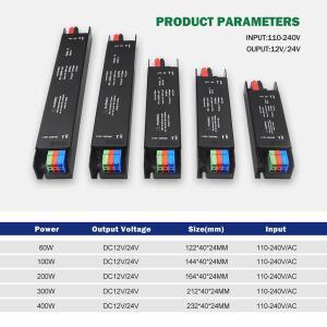LED 스트립 전원 공급 장치 60W 100W 200W 300W 400W 어댑터 드라이버 110V 220V ~ 12V 24V CCTV 용 초박형