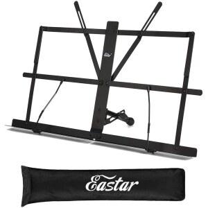 EASTAR 악보 ESMF-3용 탁상용 음악 스탠드, 홀더, 휴대용 경량, 탑 포함, 접이식 가방 테이블 조절 북 가능한 데스크탑 여행용 블랙