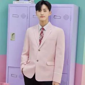 교복몰 베이비 핑크 화이트라인 남자 자켓 교복 학생