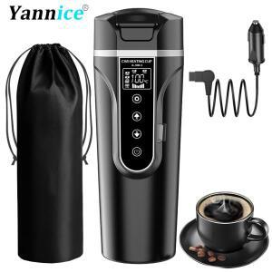휴대용 전기 주전자 12v/24v 스마트 자동차 난방 컵 터치 스크린 열 머그잔 450ml 온도 조절 가능
