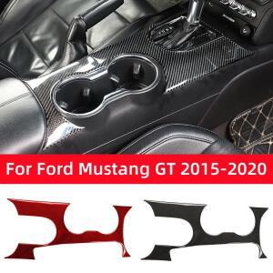 포드 머스탱 GT 2015-2021 카본 파이버 인테리어 기어 시프트 패널 트림 커버 컵 홀더 장식 스티커 데칼 프