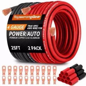 자동차 파워 그라운드 카 오디오 앰프 RV CCA 와이어 배터리 케이블 배선 키트용 TOPSTRONGGEAR 4 게이지