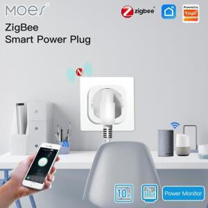 Moes-ZigBee Tuya 소켓 전원 플러그 16A 스마트 앱 무선 콘센트, 기능성 에너지 모니터 타이머 Alexa Googl