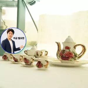 지금 필요한 장미가 플라워 미니어처 그려진 찻잔세트