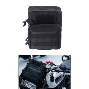FVMOTO UNIVERSAL CLUB STYLE UTILITY MOLLE 밥 적합, 스포츠스터에 보관 T-바 가방, (DSCBB000-HD) 핸들 백 할리 소프테일 백, 블랙 파우치 공구 TRAVELLER FXBB BAR 다이나 트렁크 핸들바 스트리트