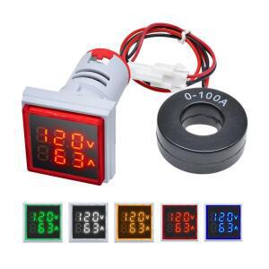AC 60-500V 0-100A 사각형 LED 디지털 전압계 전류계 110V 220V 측정기 자동차 볼트 앰프 테스터 감지기