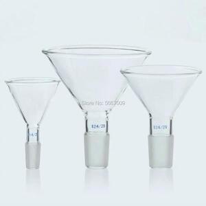 실험실 공급 장치용 투명 유리 원추형 피드 깔때기, 표준 접지 입 포함, 50mm ~ 1 개