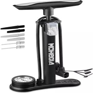 게이지가 있는 MOHEGIA 자전거 바닥 펌프 고압 160 PSI의 에어 슈레이더 및 프레스타 밸브 장착 - MTB 로드