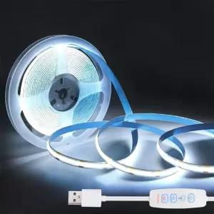 ZSLAIFU COB LED 스트립 조명 흰색 3.28피트 5V 디밍블 라이트 캐비닛용 유연한 USB TV 백라이트 침실 주방