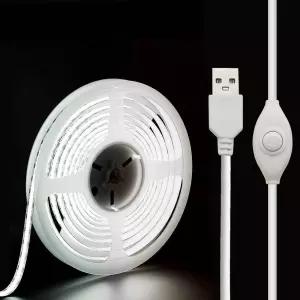 XINGZHI 5V USB LED 스트립 라이트 3.28피트 COB 화이트 짧은 하부 캐비닛 주방 TV 백라이트 선반