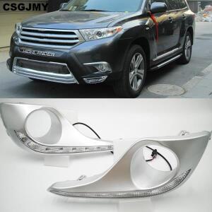 CSGJMY-DRL 주간주행등 안개등 커버 12V 일광 자동차 스타일링, 도요타 하이랜더 2012 2 개입